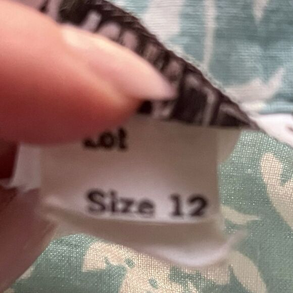 VTG 80s Taurus II Palm Tree Union Made Shoulder Pads Midi Dress Womens 12 Green - Picture 4 of 10